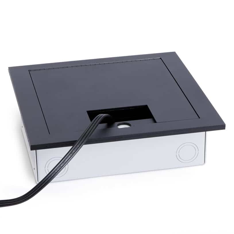 2 Gang Recessed/Access Floor Box – Black Cover