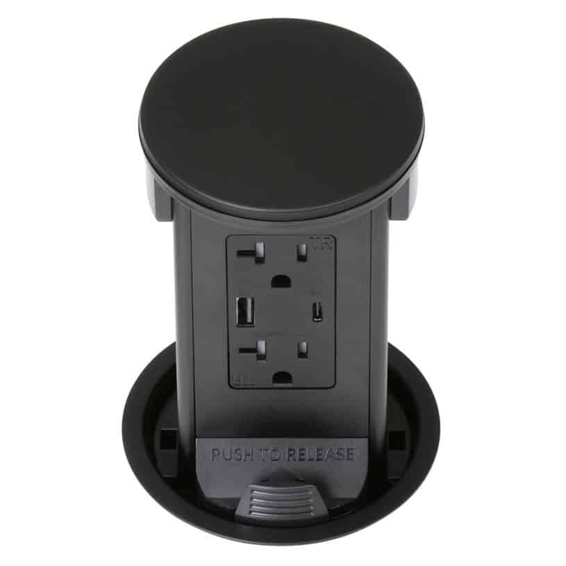 Round Kitchen Countertop Pop-Up – Black Metal Cover