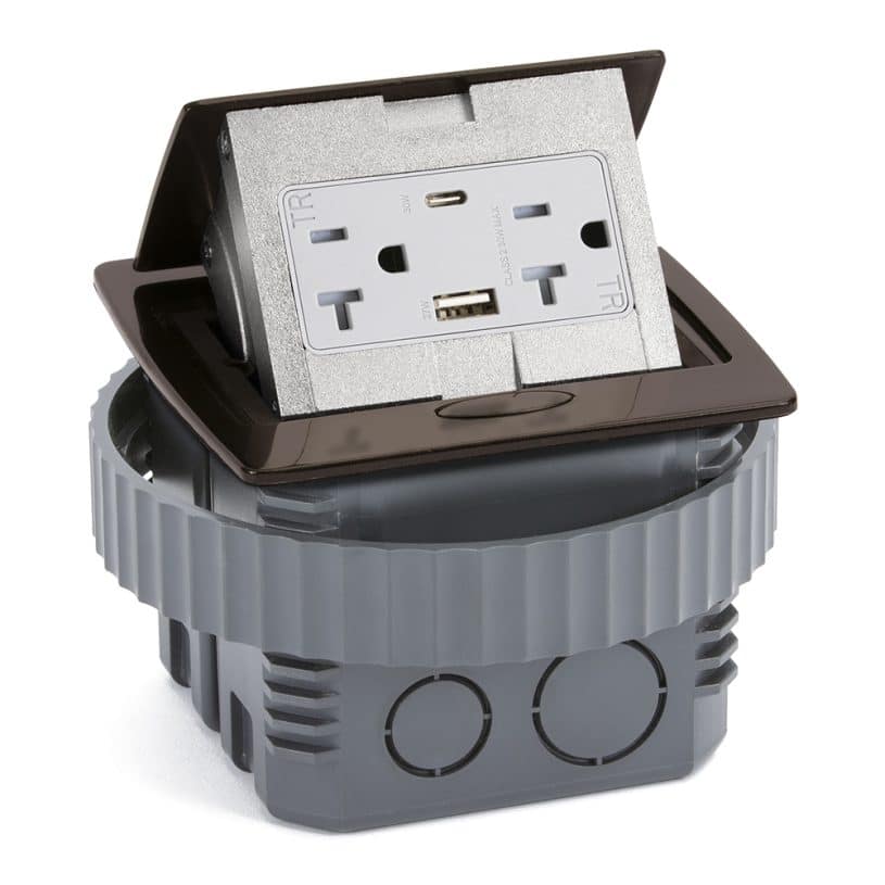 Square Kitchen Countertop Pop-Up (Decora/USB) – Dark Bronze Metal Cover