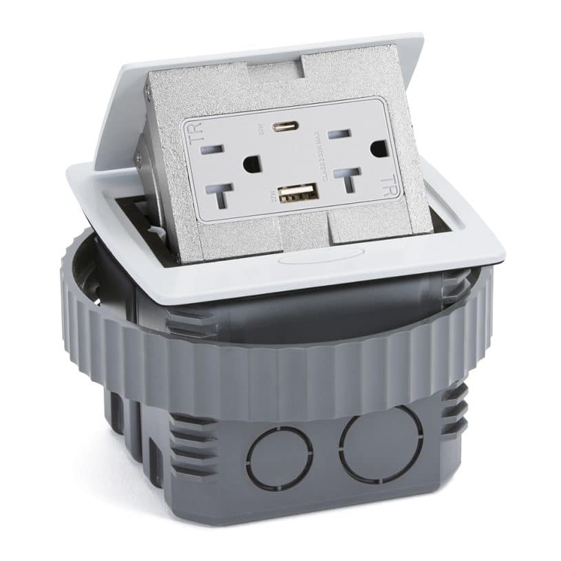 Square Kitchen Countertop Pop-Up (Decora/USB) – White Metal Cover