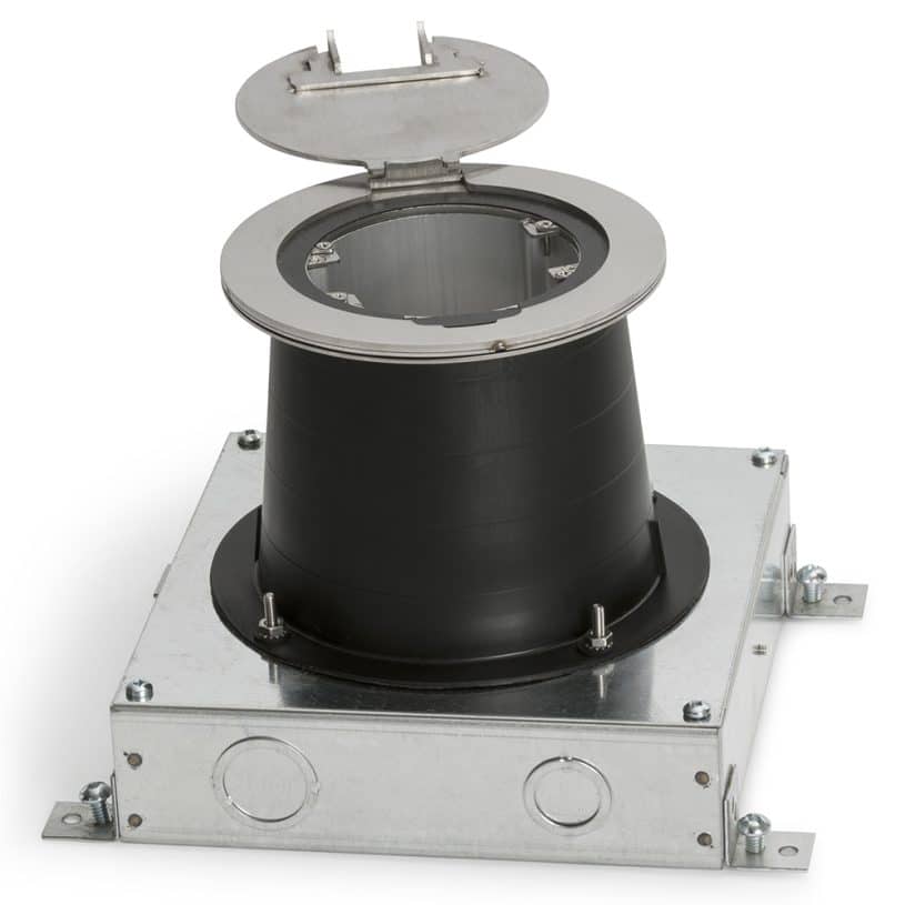 Dual Capacity (Divided) Round Concrete Floor Box – Recessed Mount