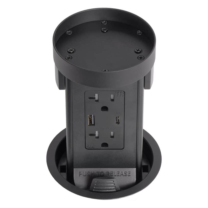 Round Kitchen Countertop Pop-Up – Stone Top / Black Body