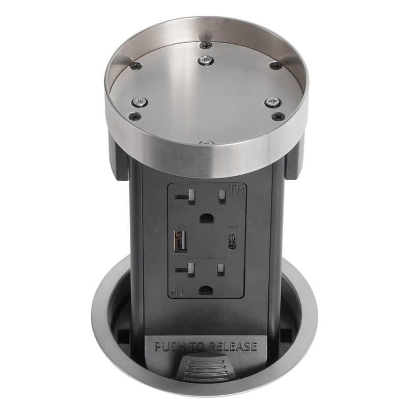 Round Kitchen Countertop Pop-Up – Stone Top / Stainless Body