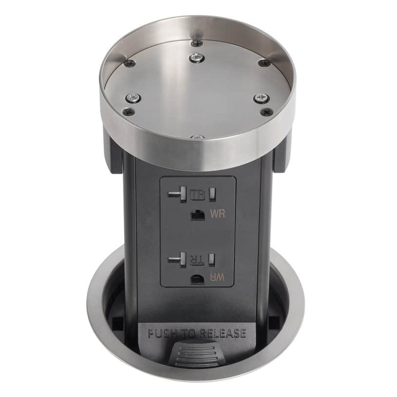 Round Kitchen Countertop Pop-Up – Stone Top / Stainless Body