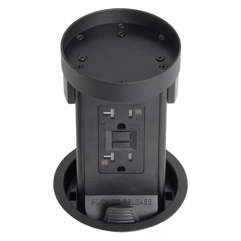 Round Kitchen Countertop Pop-Up – Stone Top / Black Body