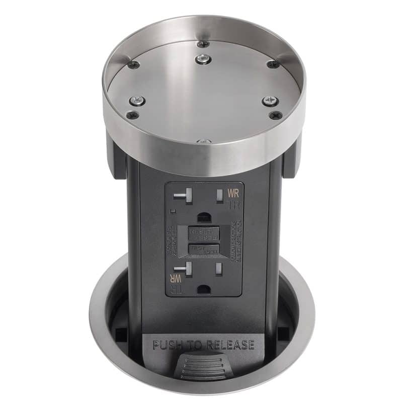 Round Kitchen Countertop Pop-Up – Stone Top / Stainless Body