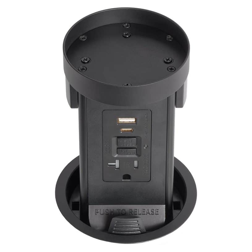 Round Kitchen Countertop Pop-Up – Stone Top / Black Body