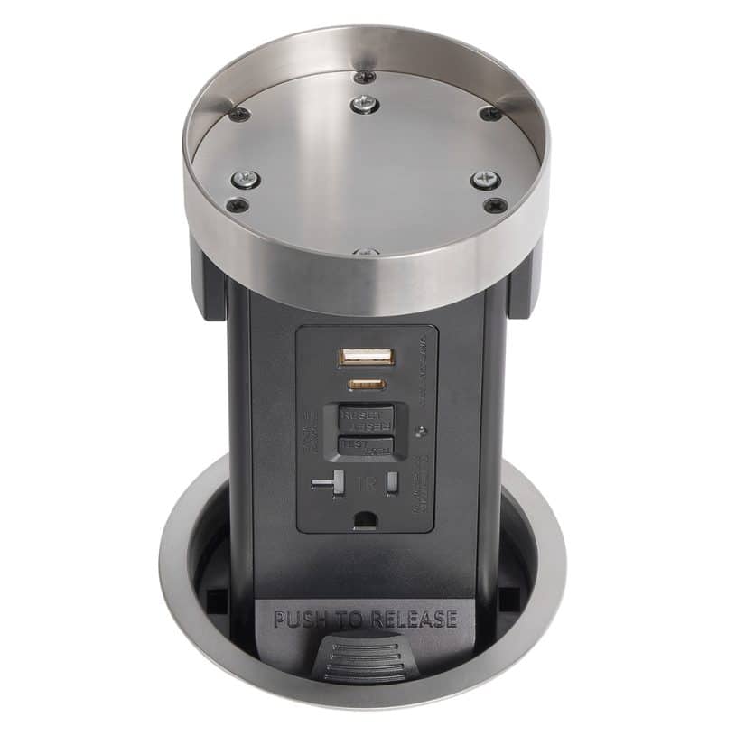 Round Kitchen Countertop Pop-Up – Stone Top / Stainless Body