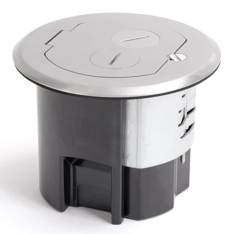 Recessed Round Floor Box for Wood Floor or Concrete – Aluminum